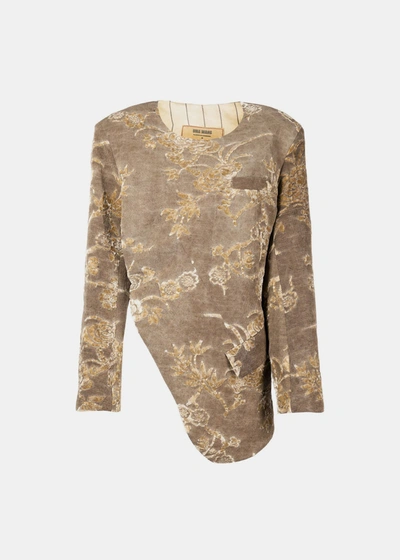 Uma Wang Karaoke Cut-out Long-sleeve Top In Brown/tan
