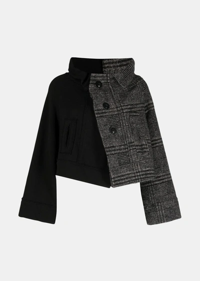 Y's Asymmetric Cotton Cropped Jacket In Black