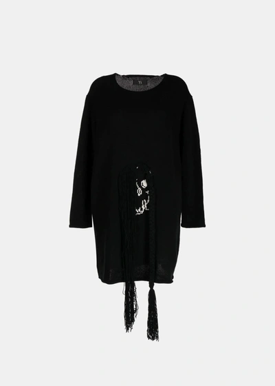 Y's Oversized Intarsia-knit Skeleton Jumper In Black