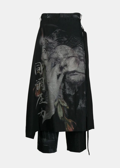 Yohji Yamamoto Overlapping-panel Straight-leg Trousers In Black