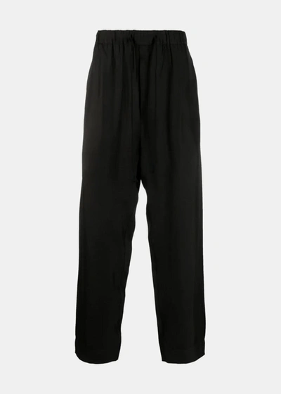 Ziggy Chen Drawstring-waistband Tapered Trousers In Dark Brown