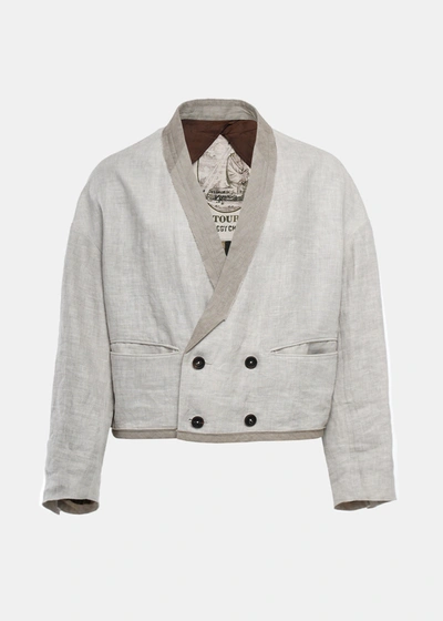 Ziggy Chen Off-white Double Breasted Kimono Jacket In 11 - Smoke White