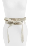 Ada Handmade Leather Wrap Belt In Silver Shimmer