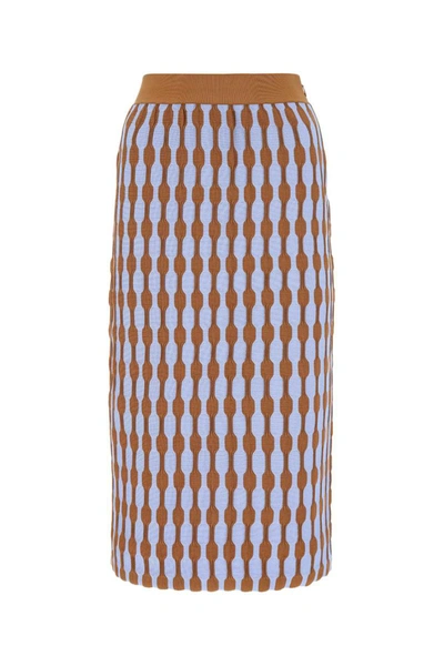 Tory Burch Bubble Striped Midi Skirt In Printed
