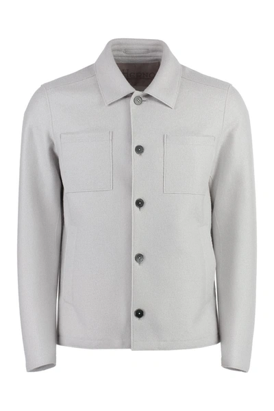 Herno Virgin-wool Shirt Jacket In Grey