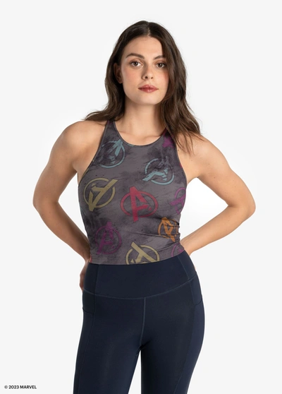 Lole Comfort Stretch Tank Top In Avengers Meteor Grey Aop