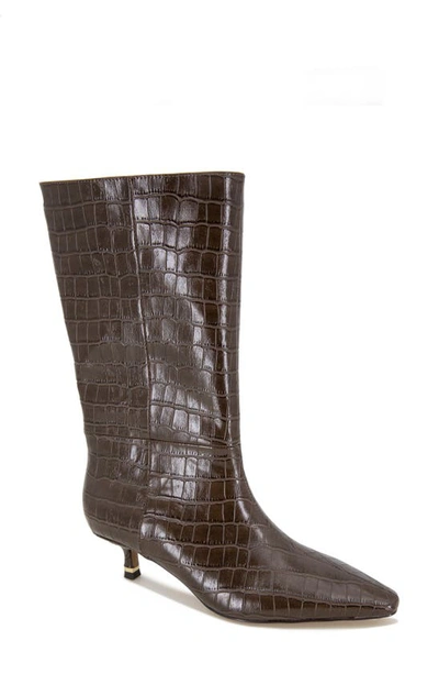 Kenneth Cole Meryl Womens Faux Leather Almond Toe Mid-calf Boots In Dark Brown
