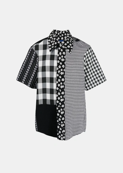 Ader Error Mix-print Short-sleeved Shirt In Black