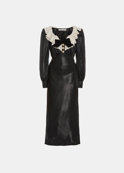 Alessandra Rich Black And White Silk Blend Dress