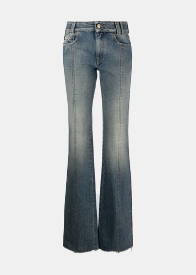 Alessandra Rich Flared Denim Jeans In Blue