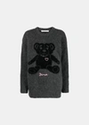 Alessandra Rich Intarsia-knit Teddy-bear Jumper In Grey