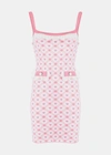 Alessandra Rich Heart-print Knitted Mini Dress In Pink/white