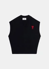 Ami Alexandre Mattiussi Ami Ami De Coeur Logo Embroidered Knitted Vest In Black