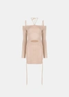 Andreädamo Ribbed-knit Mini Dress In Beige