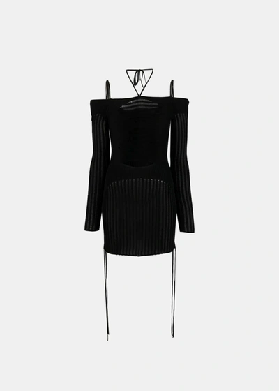 Andreädamo Andreadamo Black Ribbed Knit Mini Dress