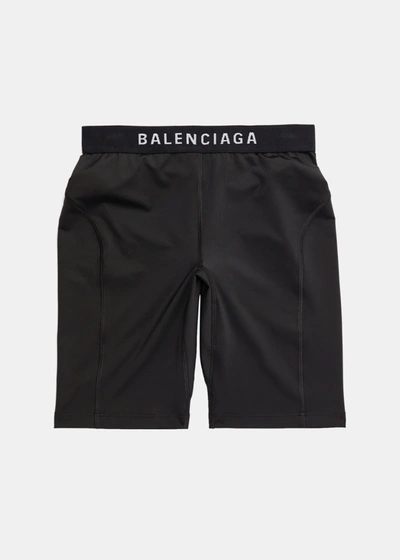 Balenciaga Black Athletic Cycling Shorts In Black/white