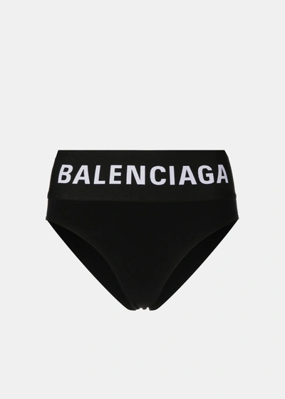 Balenciaga Jacquard-trimmed Stretch-jersey Briefs In Black