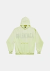 Balenciaga Tape Type Ripped Pocket Hoodie In Fluo Yellow