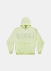 Balenciaga Men's Tape Type Ripped Pocket Hoodie Large Fit In Fluorescent Yellow