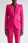 Alexander Mcqueen Peak Shoulder Leaf Crepe Jacket In Orchid Pink