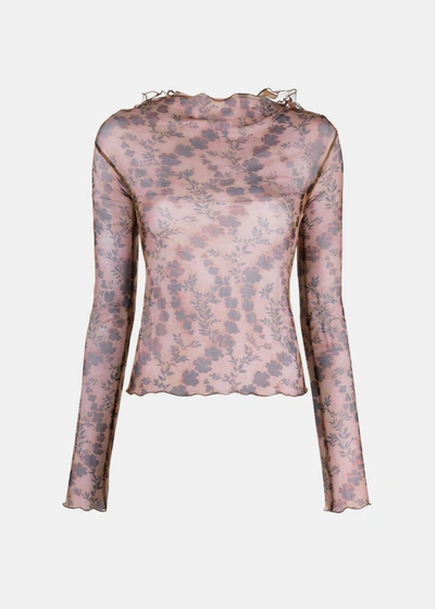 Knwls Halcyon Floral-print Sheer Top In Chain Florals