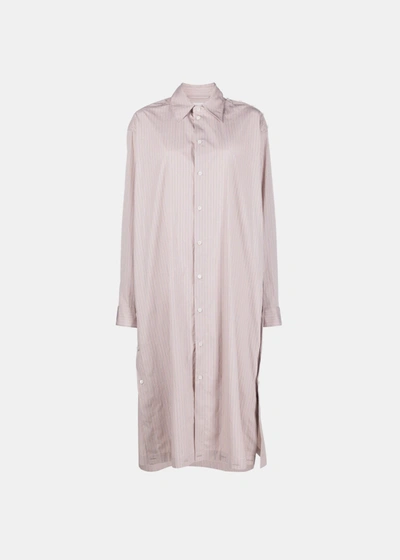 Lemaire Beige Playful Buttoned Shirt Midi Dress In Rose Beige