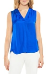 Vince Camuto Rumpled Satin Blouse In Cobalt Blue