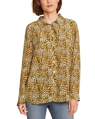Nydj Riley Silk Blouse In Contented Cat