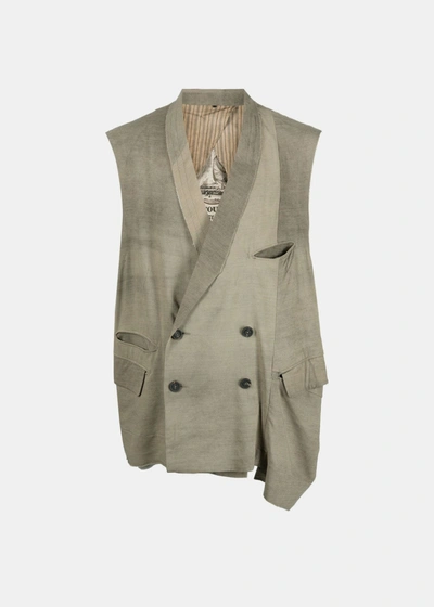 Ziggy Chen Asymmetric Double-breasted Jacket In 54 - Olive Drab
