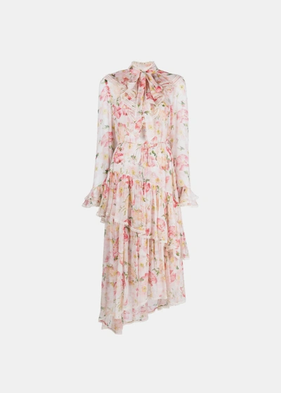 chinese dress ladies Zimmermann Rosa Lace-up Floral Print Linen Midi Dress main image 0