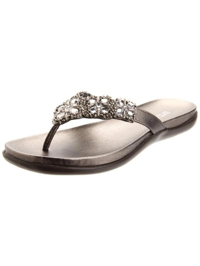 Kenneth Cole Reaction Glam-athon Womens Faux Leather Thong Flip-flops In Grey