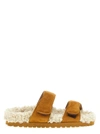 Gia Borghini Alvine Ugh Shearling & Suede Flats In Brown