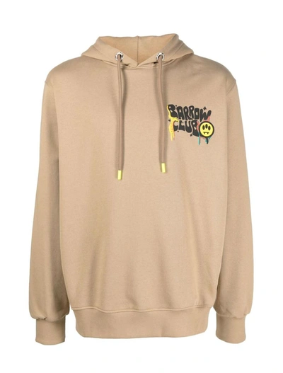 Barrow Burnt Sand Hoodie With  Clud Print In Tannin
