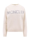 Moncler Logo Embroidered Crewneck Knit Sweater In White