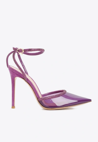 Gianvito Rossi 105 Crystal Embellished Pointed Pumps In Purple