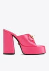 Versace 120 Medusa Platform Satin Mules In Pink