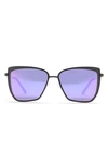 Diff 58mm Square Sunglasses In Matte Black/ Purple Mirror