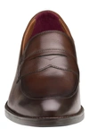 Johnston & Murphy Hawthorn Penny Loafer In Mahogany Tumbled Full Grain