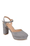 Journee Collection Womens Roslynn Almond Toe High Block Heel Pumps In Grey