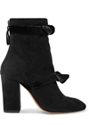 ALEXANDRE BIRMAN LORRAINE VELVET-TRIMMED SUEDE ANKLE BOOTS