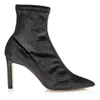 JIMMY CHOO LOUELLA 85 Anthracite Stretched Metallic Velvet Boots