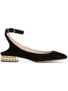 NICHOLAS KIRKWOOD BLACK SUEDE LOLA PEARL BALLET PUMPS,902A29SLS1N9912145408