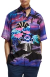 Scotch & Soda Slim Fit Placed Printed Short Sleeve Camp Shirt In Moody