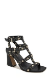 Kenneth Cole Sapha Studded Block Heel Sandal In Black