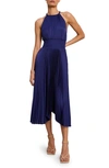 A.l.c Renzo Ii Satin Pleated High-neck Midi Dress In Riviera