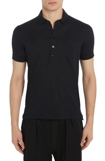 TOM FORD COTTON & SILK PIQUÉ POCKET POLO