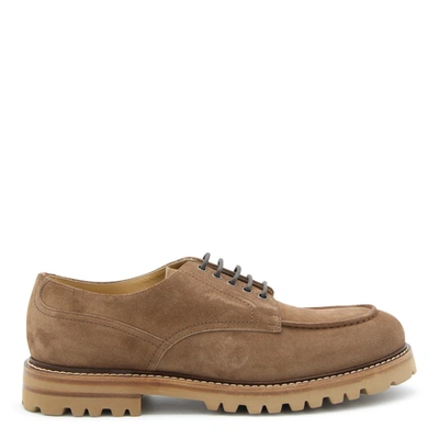 Brunello Cucinelli Suede Derby Shoes In Brown