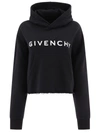 Givenchy Cropped Black Hoodie With Signature Logo In Black