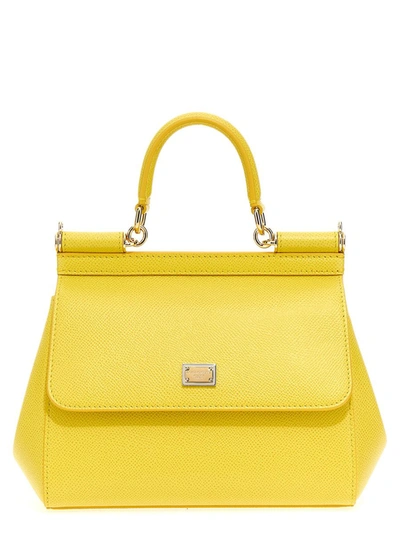 Dolce & Gabbana Sicily Small Leather Handbag In Yellow