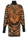 Roberto Cavalli Tiger Jacquard Knitted Dress In Multicolor